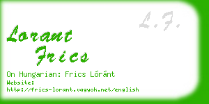 lorant frics business card